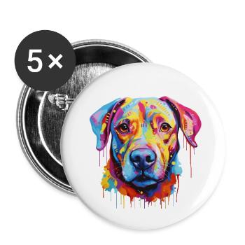 der bunte Hund - Buttons groß 56 mm (5er Pack) - Weiß - Vorne