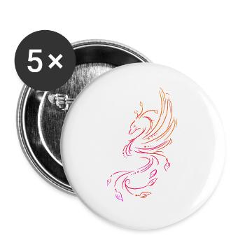 Phénix line art coloré - Lot de 5 grands badges (56 mm) - blanc - Devant