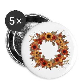 Herbstkranz - Buttons groß 56 mm (5er Pack) - Weiß - Vorne