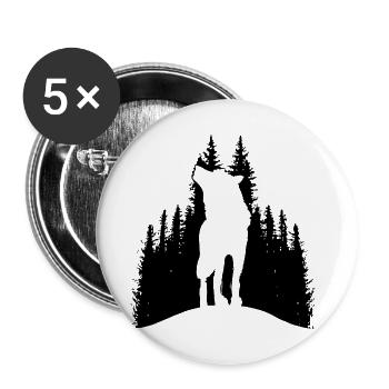 Loup sauvage croquis animaux sauvages randonnée nature âme - Lot de 5 grands badges (56 mm) - blanc - Devant