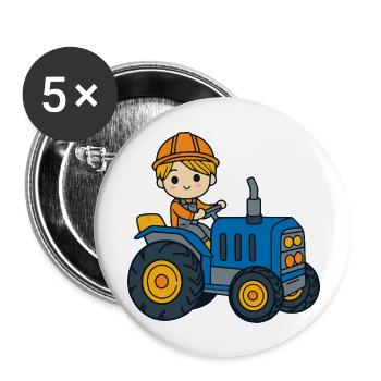 Tracteur Jeunes Enfants - Lot de 5 grands badges (56 mm) - blanc - Devant