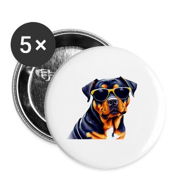 Rottweiler Chien Chiot Rottweiler Chiot Chiens - Lot de 5 grands badges (56 mm) - blanc - Devant