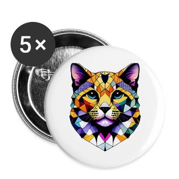 Domestic Cat, Cat Owner, Cat, Pet, Kitten - Buttons large 2.2''/56 mm (5-pack) - white - Front