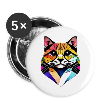 Cat Owner, Cat, Domestic Cat, Pet, Kitten - Buttons large 2.2''/56 mm (5-pack) - white - Front