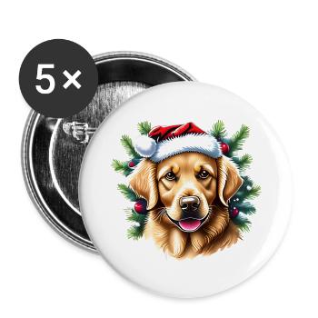 Golden Retriever Christmas Dogs Dog Owners - Buttons large 2.2''/56 mm (5-pack) - white - Front