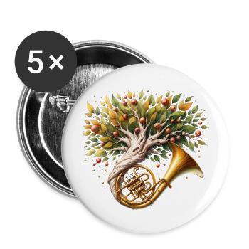 Horn Tree Music Orchestra - Buttons large 2.2''/56 mm (5-pack) - white - Front
