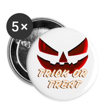 Trick or Treat Halloween Kürbis Face Grimasse - Buttons groß 56 mm (5er Pack) - Weiß - Vorne