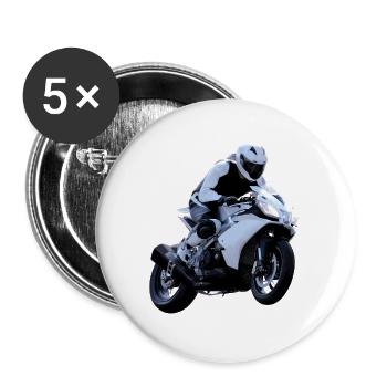 Motocyclette - Lot de 5 grands badges (56 mm) - blanc - Devant