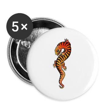 Lizard tattoo style - Buttons large 2.2''/56 mm (5-pack) - white - Front