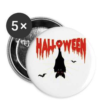 Halloween-Fledermaus - Buttons groß 56 mm (5er Pack) - Weiß - Vorne