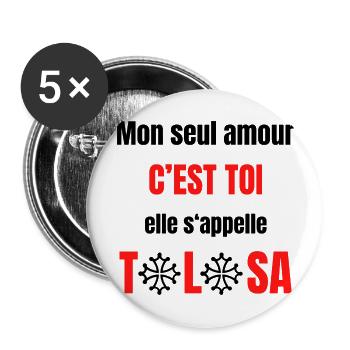 TOULOUSE - Lot de 5 grands badges (56 mm) - blanc - Devant