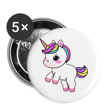 Licorne Créature Mythique Fille Licorne Licorne - Lot de 5 grands badges (56 mm) - blanc - Devant