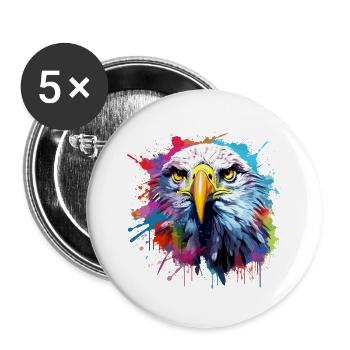 Aigle blanche, kühner Adler, USA - Buttons groß 56 mm (5er Pack) - Weiß - Vorne