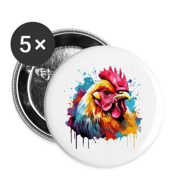 French rooster, friend of hens - Buttons large 2.2''/56 mm (5-pack) - white - Front