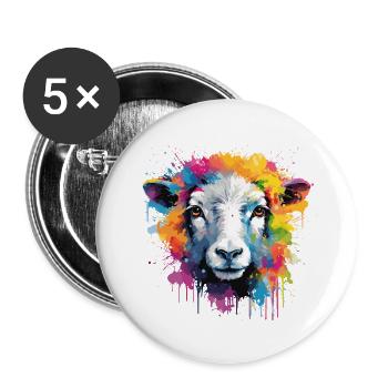 mouton , brebis , agneau - Lot de 5 grands badges (56 mm) - blanc - Devant