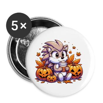 Hedgehog drinks Halloween - Buttons large 2.2''/56 mm (5-pack) - white - Front