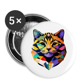 Chat, Propriétaire de chat, Chaton, Animal de compagnie, Chat domestique - Lot de 5 grands badges (56 mm) - blanc - Devant
