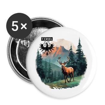 Tiroler Adler & Hirsch dem Land Tirol die Treue - Buttons groß 56 mm (5er Pack) - Weiß - Vorne