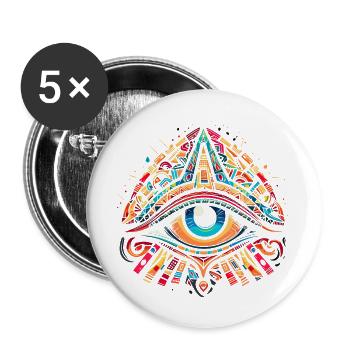 Vibrant Doodle Eye of Horus - Colorful Caricature - Buttons large 2.2''/56 mm (5-pack) - white - Front