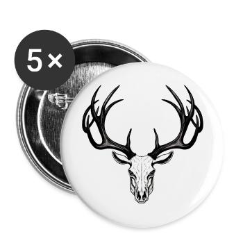 Deer Antler Skull - Buttons large 2.2''/56 mm (5-pack) - white - Front