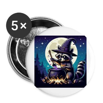 Raton laveur Halloween - Lot de 5 grands badges (56 mm) - blanc - Devant