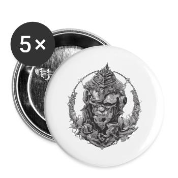 abstrakter Affe - Buttons groß 56 mm (5er Pack) - Weiß - Vorne