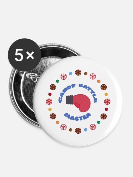 Candy Battle Master - Buttons groß 56 mm (5er Pack) - Weiß