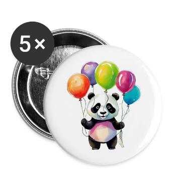 Panda avec des ballons - Lot de 5 grands badges (56 mm) - blanc - Devant