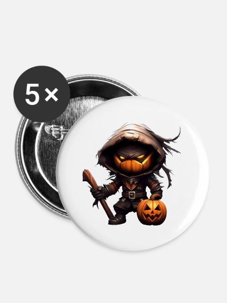 Kürbis Ninja - Buttons groß 56 mm (5er Pack) - Weiß