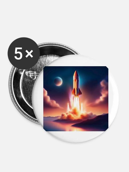 Apollo IV - Buttons groß 56 mm (5er Pack) - Weiß