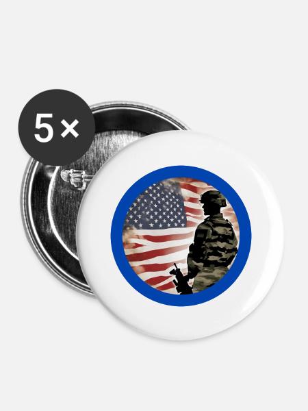 Veteranen,Veteran,Waffenstillstand,US-Armee,Marine, - Buttons groß 56 mm (5er Pack) - Weiß