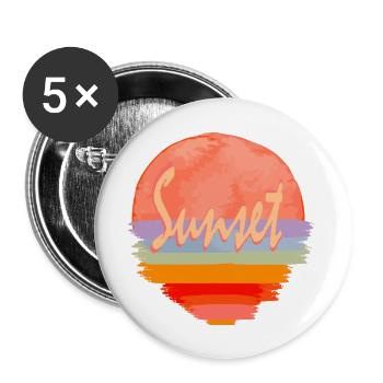 Coucher de soleil - Lot de 5 grands badges (56 mm) - blanc - Devant