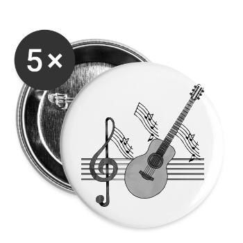 Gitarre - Buttons groß 56 mm (5er Pack) - Weiß - Vorne