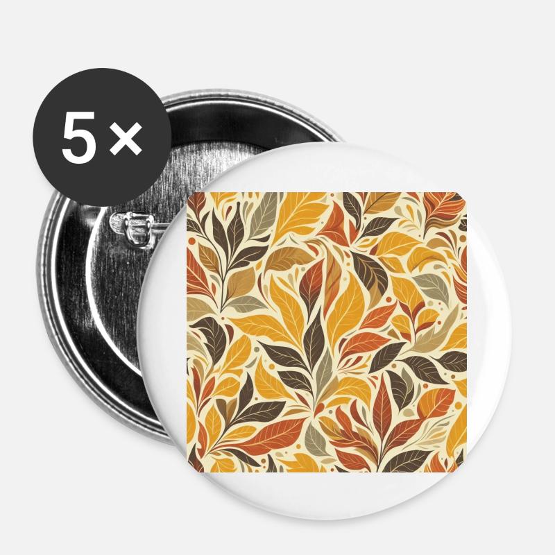 Feuillage d’automne coloré - Lot de 5 grands badges (56 mm) - blanc