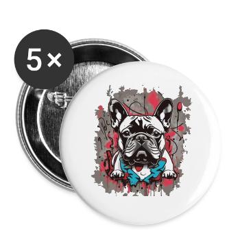 French Bulldog Graffiti Look - Buttons large 2.2''/56 mm (5-pack) - white - Front