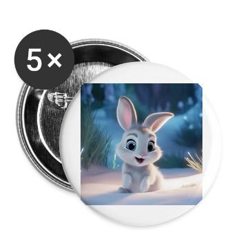 Cute bunny in winter time - Buttons large 2.2''/56 mm (5-pack) - white - Front