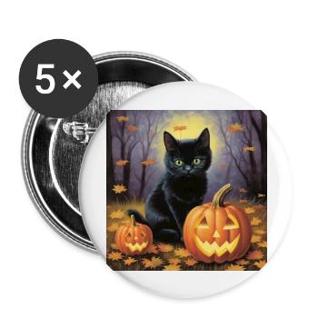 Chat pastel le soir d’Halloween - Lot de 5 grands badges (56 mm) - blanc - Devant