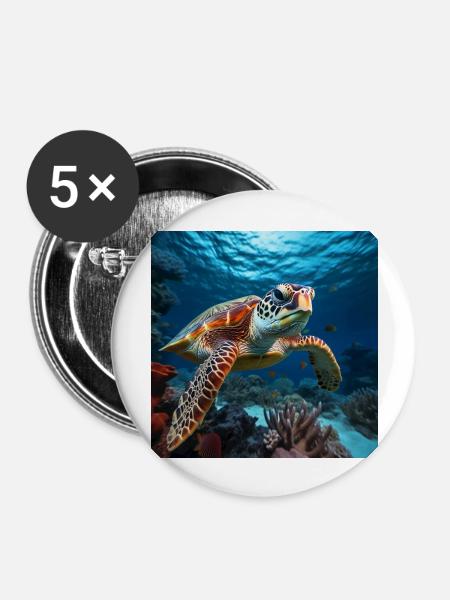 Atemberaubende Unterwasserwelt - Buttons groß 56 mm (5er Pack) - Weiß