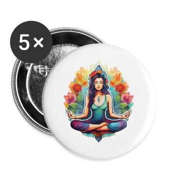 Meditating Happiness - Buttons large 2.2''/56 mm (5-pack) - white - Front