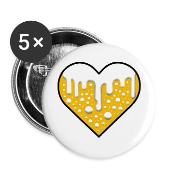 Beer Love | Heart of beer - Buttons large 2.2''/56 mm (5-pack) - white - Front