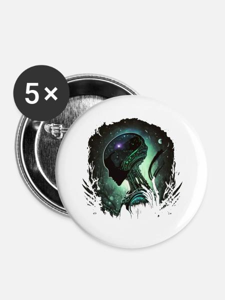 Außerirdischer - Buttons groß 56 mm (5er Pack) - Weiß