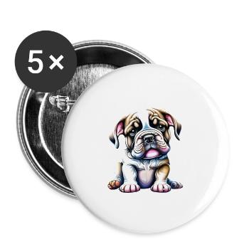 English Bulldog Dog Owner Dog Mastiff Dogs - Buttons large 2.2''/56 mm (5-pack) - white - Front