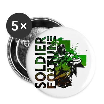 Soldier Fortune Military Army War Cool Navy Combat - Buttons groß 56 mm (5er Pack) - Weiß - Vorne