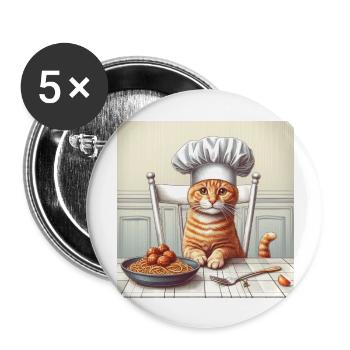 Cat Cook - Buttons large 2.2''/56 mm (5-pack) - white - Front