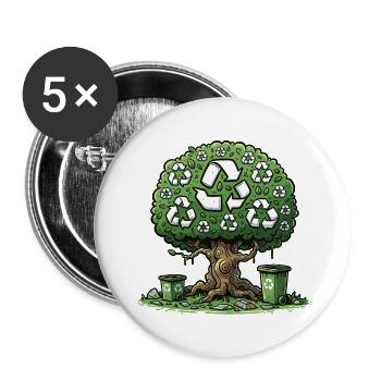Grüner Baum der Nachhaltigkeit ♻️🌳 - Buttons groß 56 mm (5er Pack) - Weiß - Vorne