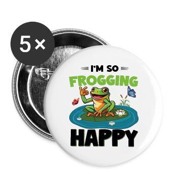 I´m so Frogging Happy - Buttons groß 56 mm (5er Pack) - Weiß - Vorne
