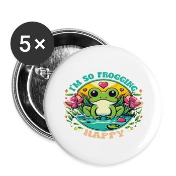 I´m so Frogging Happy - Buttons groß 56 mm (5er Pack) - Weiß - Vorne