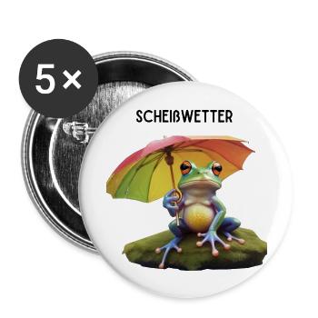 Scheißwetter - Buttons groß 56 mm (5er Pack) - Weiß - Vorne