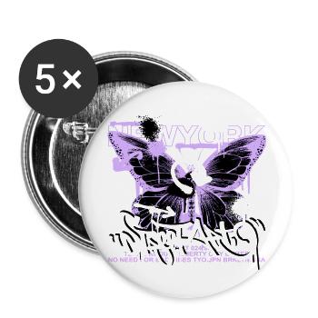 Colorful Butterfly Flowers Colorful Insect Dream Dream - Buttons large 2.2''/56 mm (5-pack) - white - Front