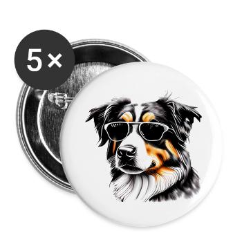 Berger australien Chien Propriétaire Chien Chiot - Lot de 5 grands badges (56 mm) - blanc - Devant